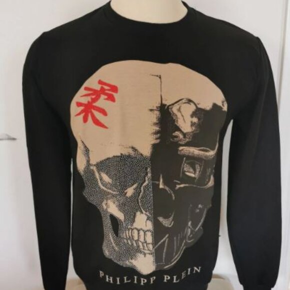 Men's  M NWOT Black Philipp Plein Sweatshirt - Skull with crystals and studs - Picture 9 of 11